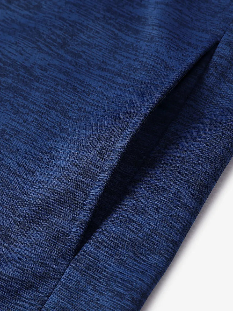 Right pocket close-up showing fleece-lined fabric and seam on COBALT HEATHER Soft Heather Hoodie