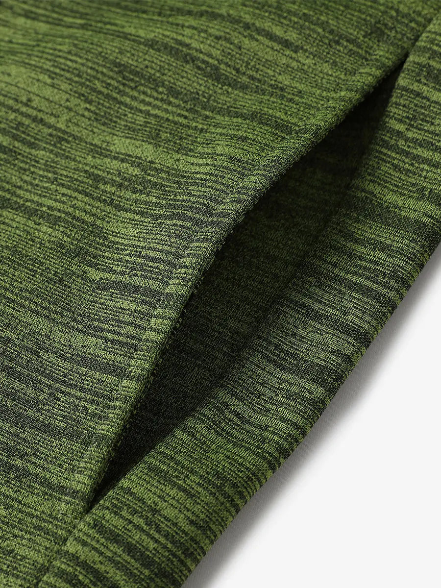 Right pocket close-up displaying fleece lining and stitching on Lemon Green Heather hoodie