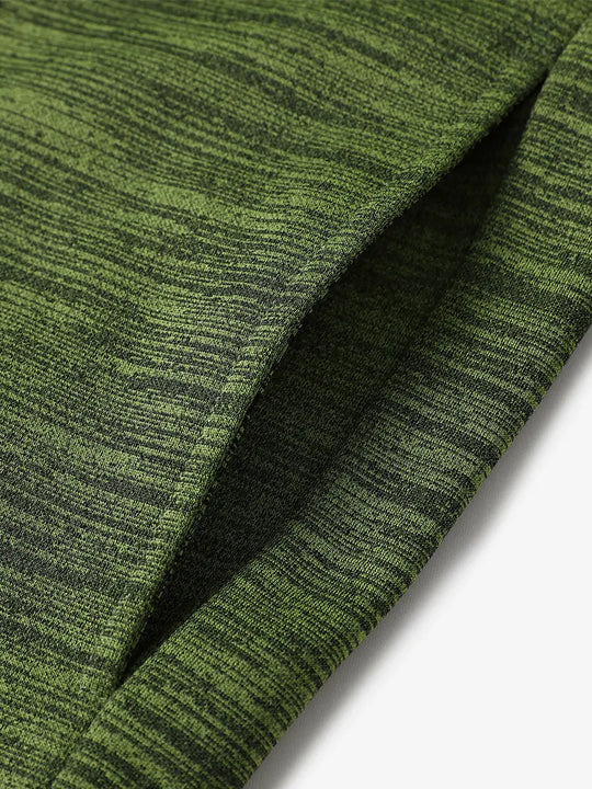 Right pocket close-up displaying fleece lining and stitching on Lemon Green Heather hoodie