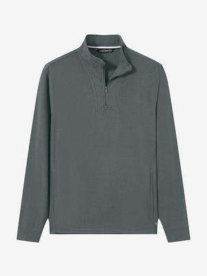 Heather Brushed Rib Knit Quarter Zip with 2 Pockets