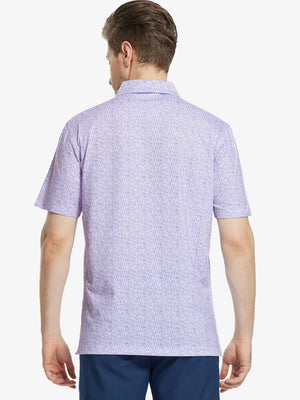 Back view of MAELREG Men's Performance Jersey Print Polo in Purple Wine Glass – athletic fit