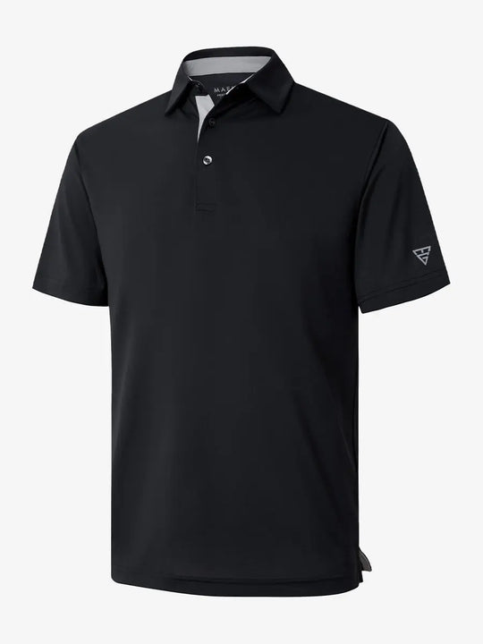 3D view showcasing BLACK Ventilated Pique Performance Polo design
