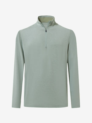 3D render of grey green featherweight midlayer quarter zip pullover