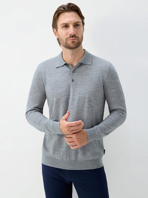 Long Sleeve Pure Merino Wool Knit Soft Polo Shirts
