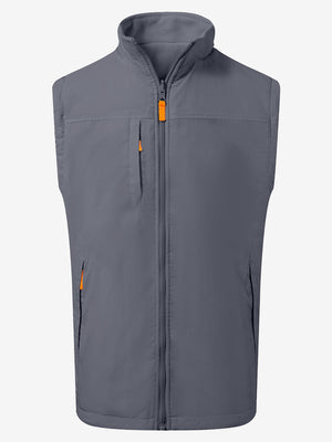 3D rendering of dark grey windproof fleece reversible golf vest.