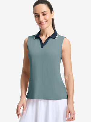 Women's Collared V Neck Quick Dry Tank Tops