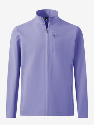 Lightweight casual fleece jacket with 5 pockets in lavender, front 3d view showing clean lines