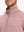 Front close-up from nose to chest, PINK HEATHER Quarter Zip Melange Pullover with soft textured fabric.