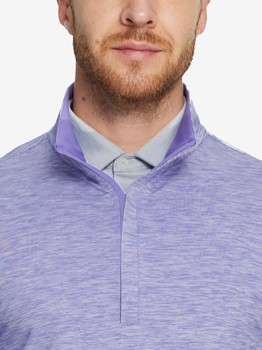 Heather Pinstripe Brushed Dry Fit Quarter Zip Pullover