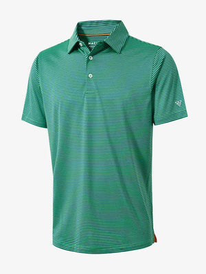 Performance Cooling Polo – 3D product view in Green Stripe for kids