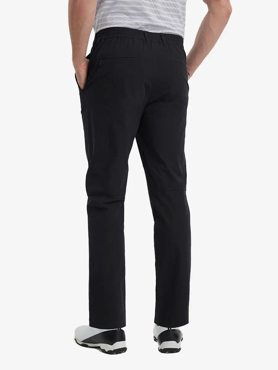 Rear lower leg view of Performance Water Resistant Pants in BLACK，showing fabric texture and fit.