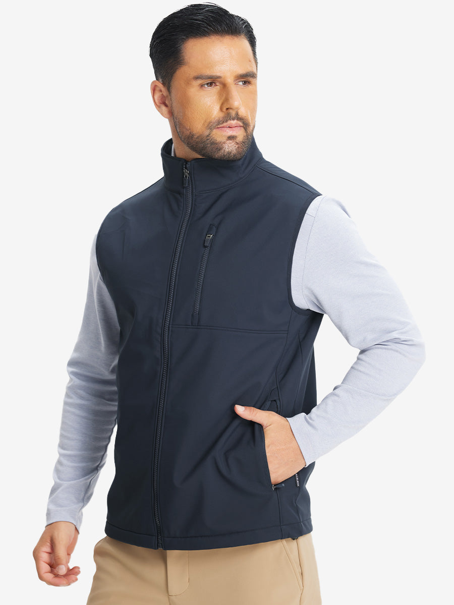 Sleeveless Softshell Fleece Outdoor Vests with 6 Pockets