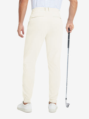 Lightweight Ankle-Zip Sweatpants with 4 Pockets in cream, front lower body fit view