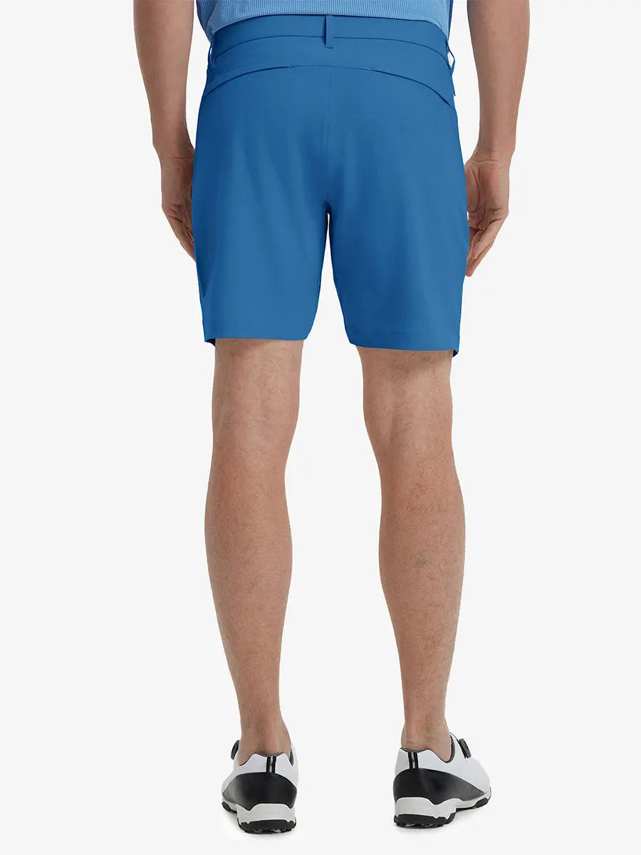 Back view of Player Fit Versatile Solid Shorts 7 Inch, showing tailored fit and clean lines – BLUE