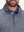 Front view from nose to chest of model wearing misty blue white grid featherweight midlayer quarter zip pullover