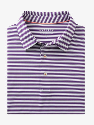 3D rendering highlighting Purple White Yarn Dyed Stripe Polo’s striped texture