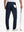 Back view of lightweight flat front casual trousers, showing structure and fit in navy.