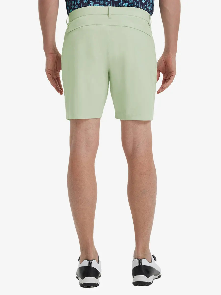Back view of Player Fit Versatile Solid Shorts 7 Inch, showing tailored fit and clean lines – LIGHT GREEN