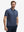Front half-body shot of model wearing the dark blue golf club 4 way stretch print collared polo shirt for a casual sporty look