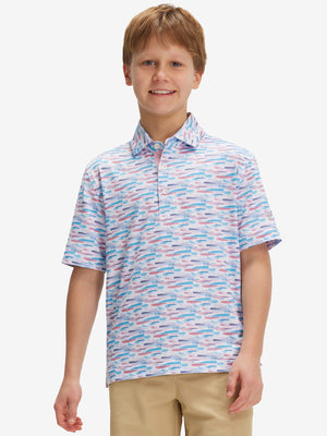 Youth Print Stretch Lightweight Polo Shirts