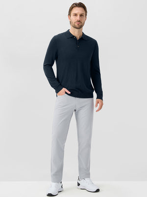 Long Sleeve Pure Merino Wool Knit Soft Polo Shirts
