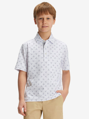 Youth Print Stretch Lightweight Polo Shirts