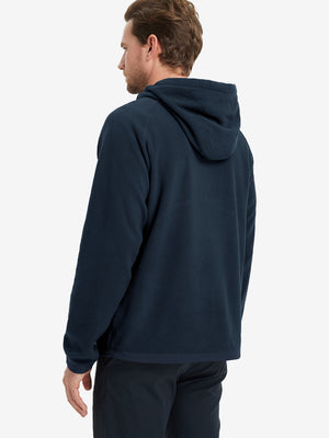 Back angle of the Polar Fleece Sweatshirt in Navy, model turns head slightly for casual style.
