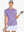Front half-body of model in LILAC Women's Performance Solid Polo holding golf club