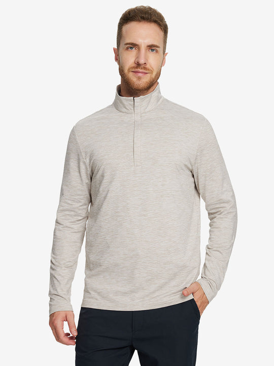 Heather Pinstripe Brushed Dry Fit Quarter Zip Pullover