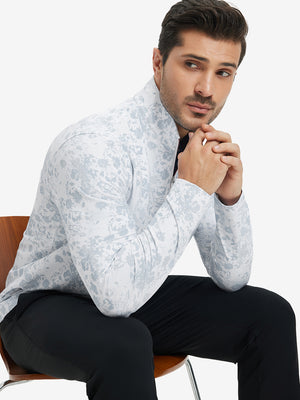 Jersey ligero con estampado completo y cremallera corta