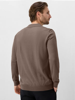 Long Sleeve Pure Merino Wool Knit Soft Polo Shirts