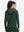 Back upper view of model in women's lightweight hoodies pullover, showing relaxed fit in forest green.