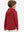 Back upper view of youth long sleeve hoodied with kangaroo pocket in red, showing fit and shoulders.