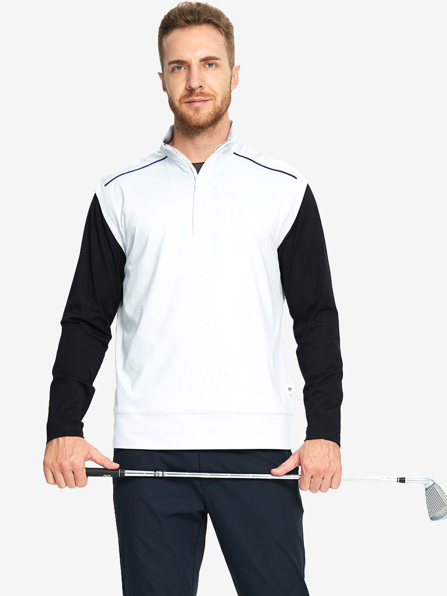 Stretch Solid Fleece Quarter-Zip Vest