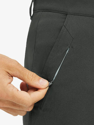 Close-up of front pocket on Water Repellent 8 Pockets Pants in DARK GREY，highlighting pocket design.
