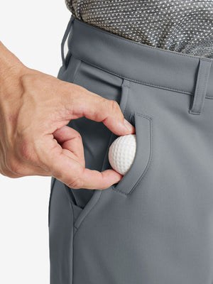 GREY Water-Resistant Fleece Lined Pants, front side pocket detail showing space for golf ball