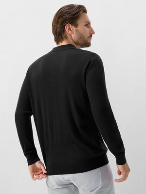 Long Sleeve Pure Merino Wool Knit Soft Polo Shirts