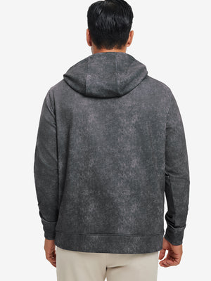 Back upper look of the exclusive print kangaroo hoodies in grey, showing fit and shoulder line.