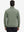 Back upper view of casual fleece lined quarter zip pullover in green, showing fit and seams.