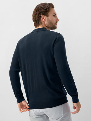 Long Sleeve Pure Merino Wool Knit Soft Polo Shirts
