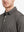 Model’s front close-up from nose to chest wearing Cooling Stripe Golf Shirt in BLACK STRIPE, showing fabric texture