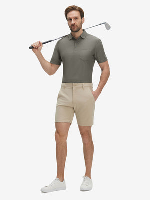 Moisture Wicking Heather Chest Pocket Golf Shirts