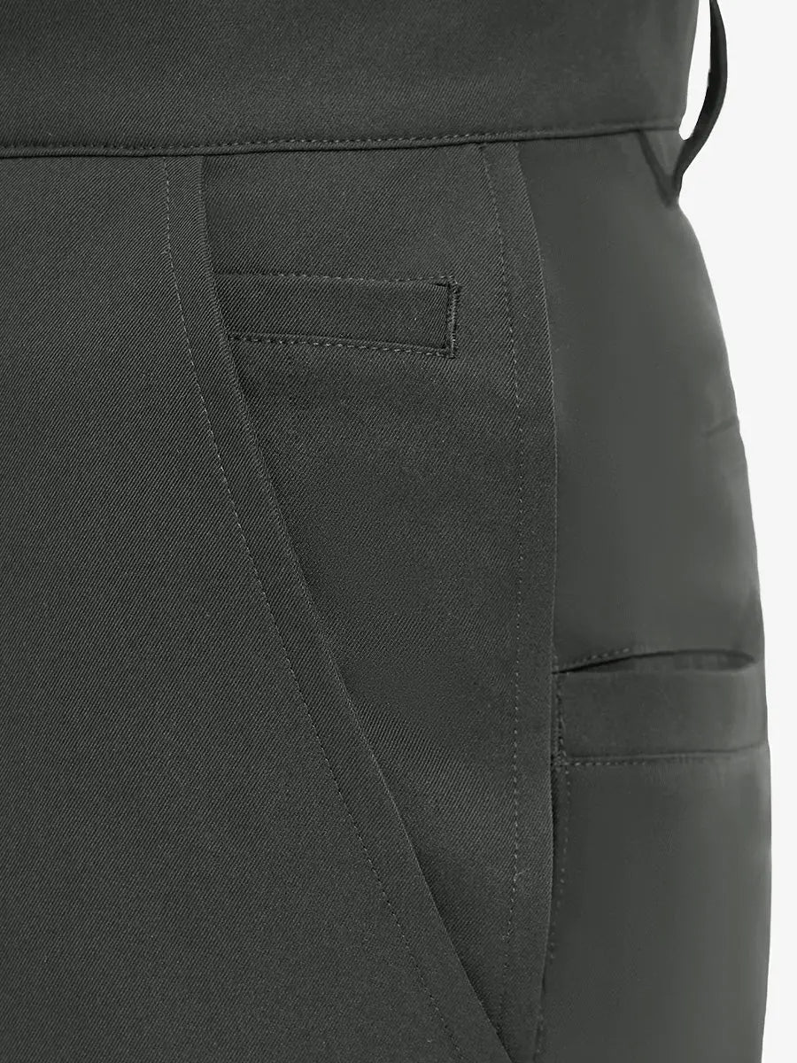 Back pocket detail of Water Repellent 8 Pockets Pants in DARK GREY，showcasing pocket functionality.