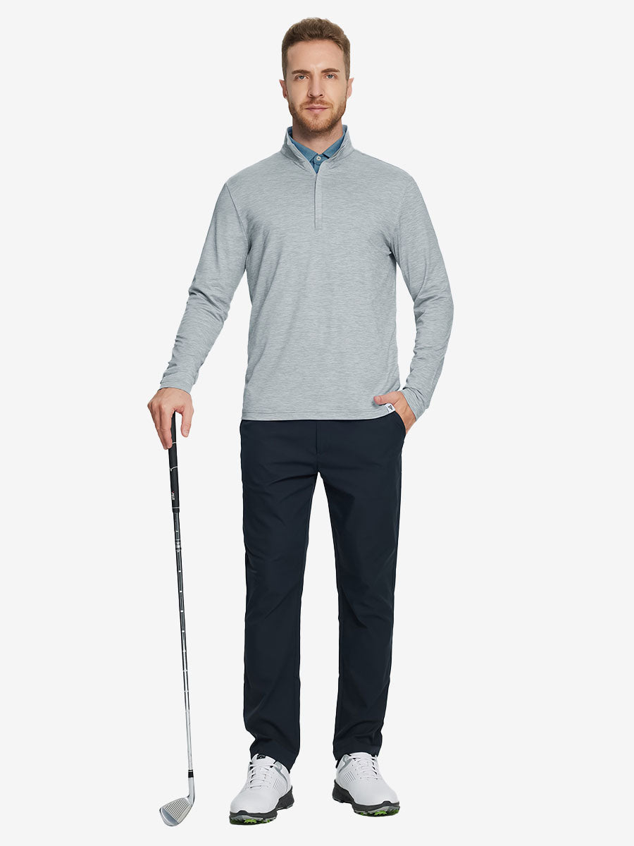 Heather Pinstripe Brushed Dry Fit Quarter Zip Pullover