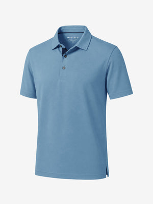 3D render of light blue ultra-comfort slim fit roma knit polo shirts
