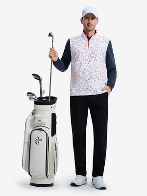 Full Print Quarter Zip Sleeveless Vest Pullover