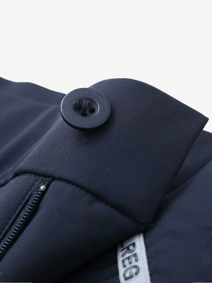 Close-up of front button detail on Quick Dry Casual Shorts in Navy, sturdy and simple.