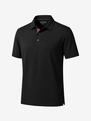 3D render of black ultra-comfort slim fit roma knit polo shirts
