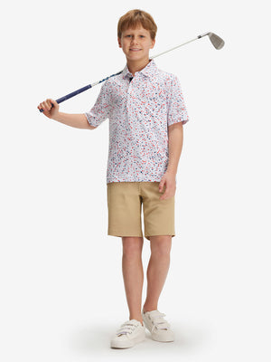 Youth Print Stretch Lightweight Polo Shirts