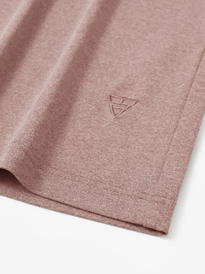 Hem detail of Men’s Long Sleeve Mock Turtleneck Shirt in Pink Heather, showcasing smooth finish.